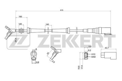 SE6061 ZEKKERT Датчик, частота вращения колеса