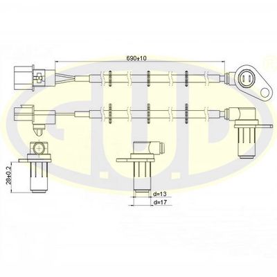 GABS02623 G.U.D. Датчик, частота вращения колеса