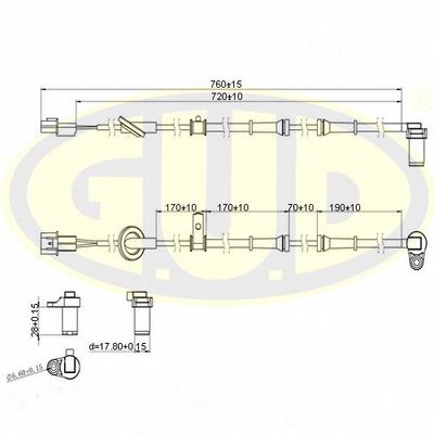 GABS02130 G.U.D. Датчик, частота вращения колеса