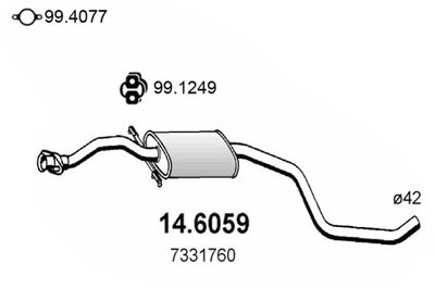 146059 ASSO Средний глушитель выхлопных газов