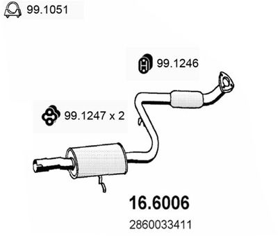 166006 ASSO Средний глушитель выхлопных газов