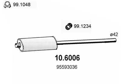 106006 ASSO Средний глушитель выхлопных газов
