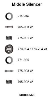 MD000563 FA1 Средний глушитель выхлопных газов