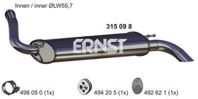 315098 ERNST Глушитель выхлопных газов конечный