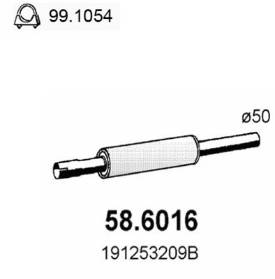 586016 ASSO Средний глушитель выхлопных газов