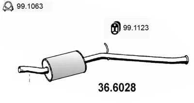 366028 ASSO Средний глушитель выхлопных газов