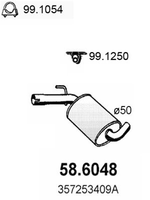 586048 ASSO Средний глушитель выхлопных газов