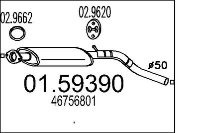 0159390 MTS Средний глушитель выхлопных газов