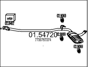 0154720 MTS Средний глушитель выхлопных газов