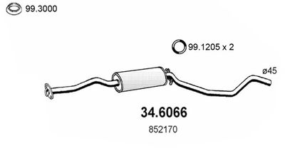 346066 ASSO Средний глушитель выхлопных газов