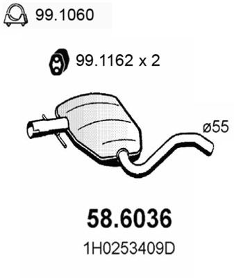 586036 ASSO Средний глушитель выхлопных газов