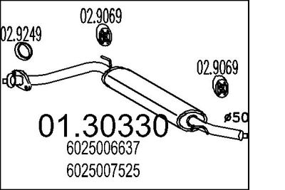 0130330 MTS Предглушитель выхлопных газов