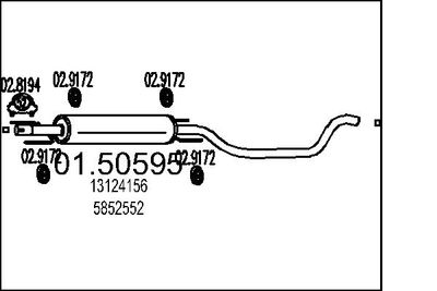 0150595 MTS Средний глушитель выхлопных газов