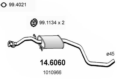 146060 ASSO Средний глушитель выхлопных газов