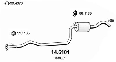 146101 ASSO Средний глушитель выхлопных газов