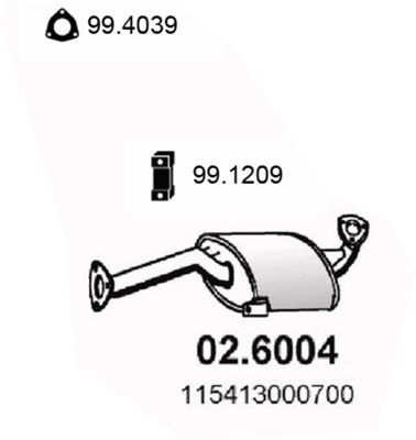 026004 ASSO Средний глушитель выхлопных газов