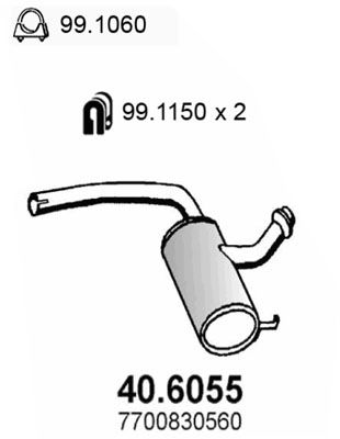 406055 ASSO Средний глушитель выхлопных газов