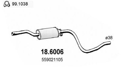 186006 ASSO Средний глушитель выхлопных газов