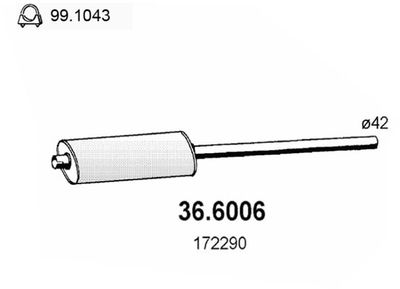 366006 ASSO Средний глушитель выхлопных газов