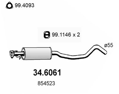 346061 ASSO Средний глушитель выхлопных газов