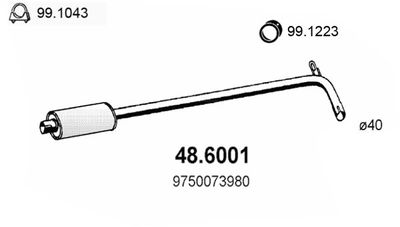 486001 ASSO Средний глушитель выхлопных газов
