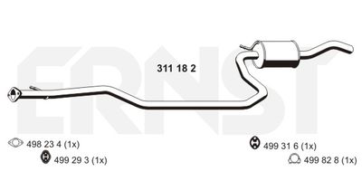 311182 ERNST Средний глушитель выхлопных газов