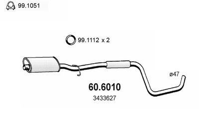 606010 ASSO Средний глушитель выхлопных газов