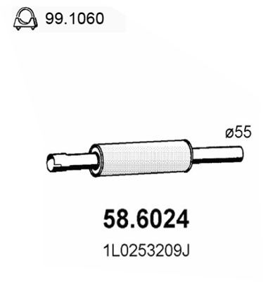 586024 ASSO Средний глушитель выхлопных газов