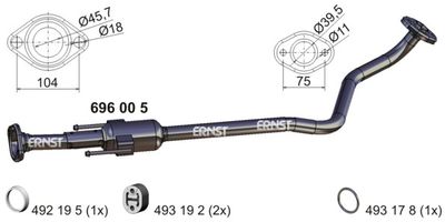 696005 ERNST Средний глушитель выхлопных газов
