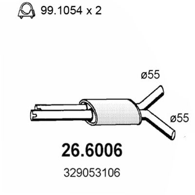 266006 ASSO Средний глушитель выхлопных газов