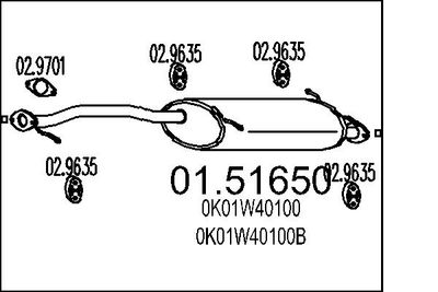 0151650 MTS Средний глушитель выхлопных газов
