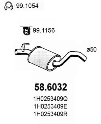 586032 ASSO Средний глушитель выхлопных газов