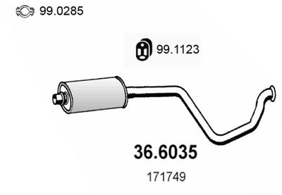 366035 ASSO Средний глушитель выхлопных газов