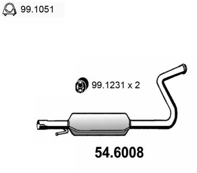 546008 ASSO Средний глушитель выхлопных газов