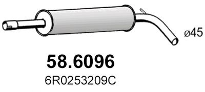 586096 ASSO Средний глушитель выхлопных газов
