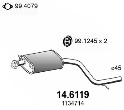 146119 ASSO Средний глушитель выхлопных газов