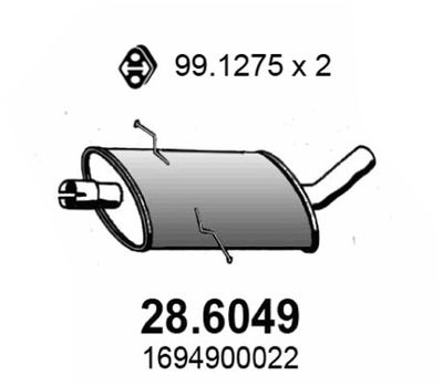286049 ASSO Средний глушитель выхлопных газов