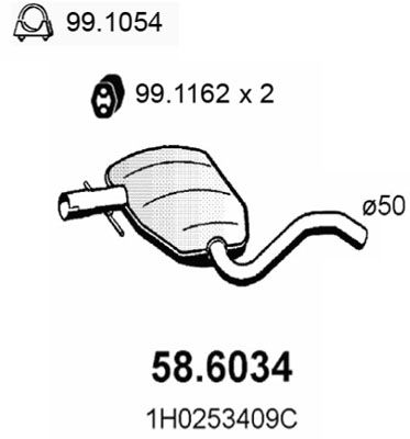 586034 ASSO Средний глушитель выхлопных газов