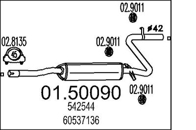0150090 MTS Средний глушитель выхлопных газов