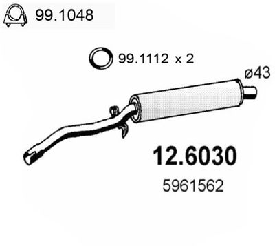 126030 ASSO Средний глушитель выхлопных газов