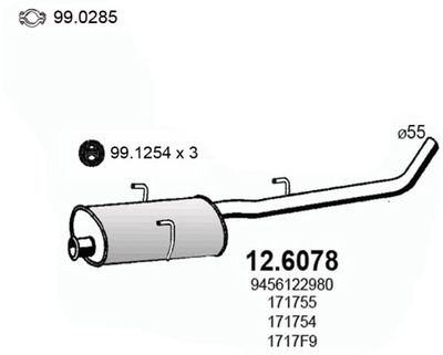 126078 ASSO Средний глушитель выхлопных газов
