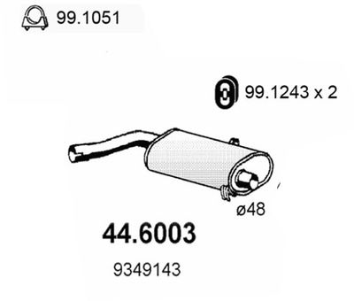446003 ASSO Средний глушитель выхлопных газов