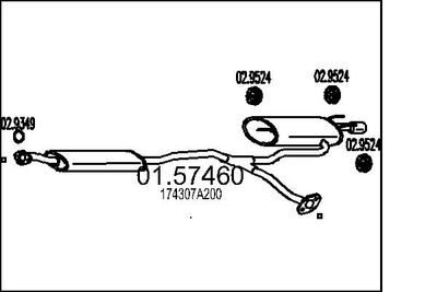 0157460 MTS Средний глушитель выхлопных газов