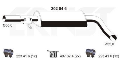 202046 ERNST Средний глушитель выхлопных газов
