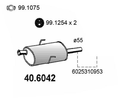 406042 ASSO Средний глушитель выхлопных газов