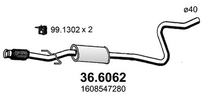 366062 ASSO Средний глушитель выхлопных газов