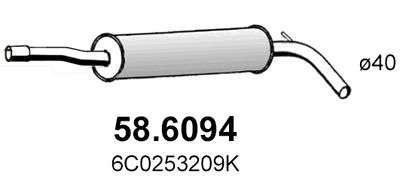 586094 ASSO Средний глушитель выхлопных газов