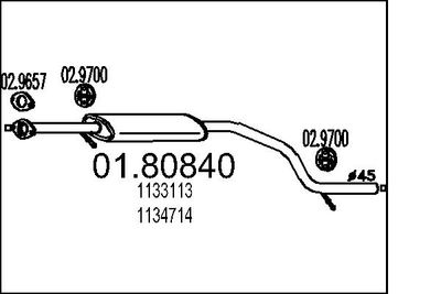 0180840 MTS Средний глушитель выхлопных газов