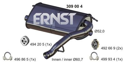 309004 ERNST Глушитель выхлопных газов конечный
