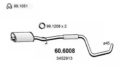 606008 ASSO Средний глушитель выхлопных газов